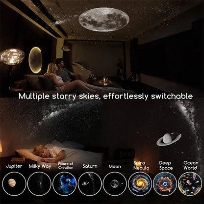 Projecteur galaxie Cosmora — Veilleuse étoilée multi-diapositives